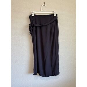 Na Nin Womens Medium Bobbie Vintage Wash Modal Wrap Skirt Black Quiet Luxury